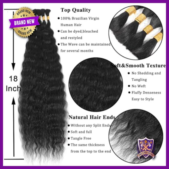 18 Inch Brazilian Human Hair Extensions Bundle, Super Wave Texture for Braiding main image 4